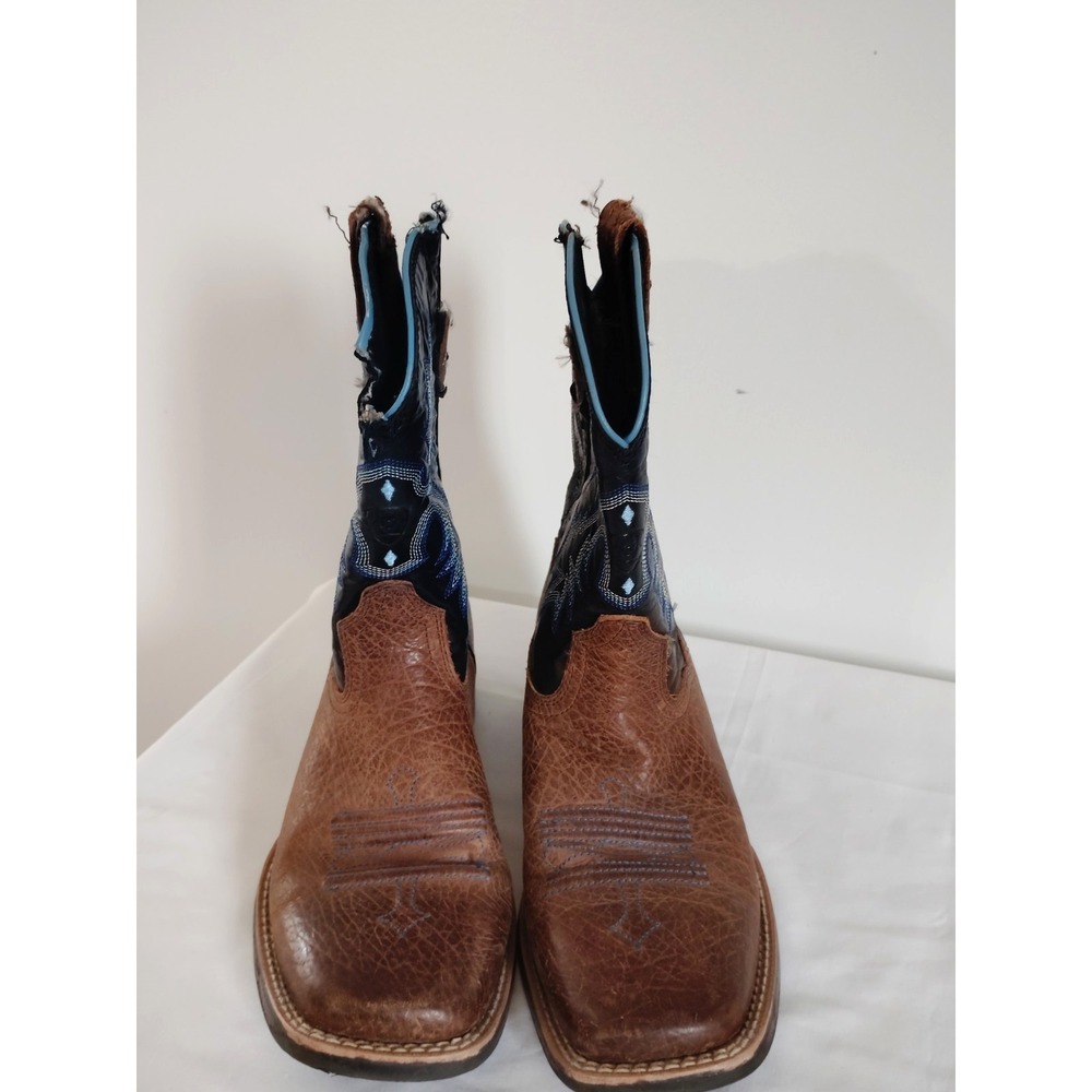 ARIAT Tombstone Western Boot Kids 4 Earth BLUE Leather Soft Square Toe Classic*
